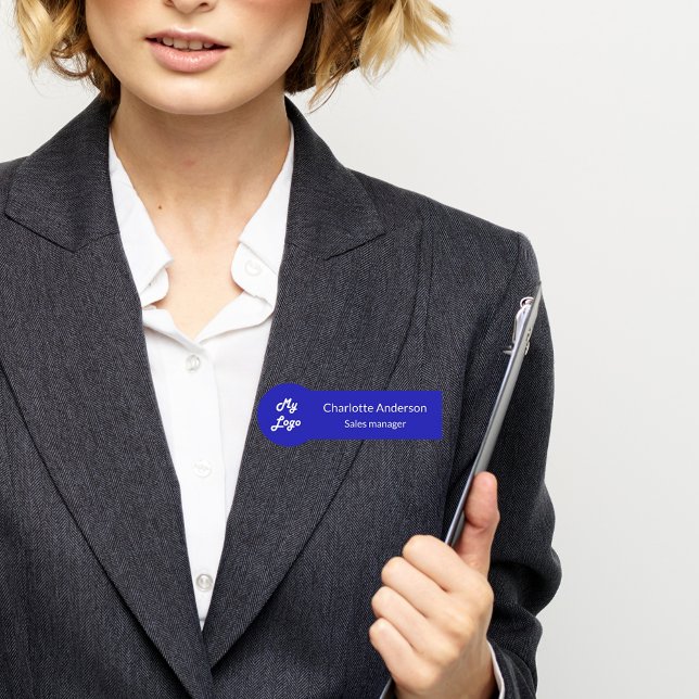 Royal blue business logo employee name tag (Creator Uploaded)
