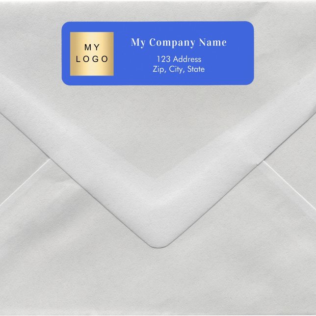 Royal blue business logo return address return address label (Creator Uploaded)