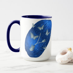 Royal Blue Butterflies Initials Letter L Monogram  Mug