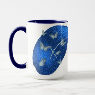 Royal Blue Butterflies Initials Letter X Monogram Mug
