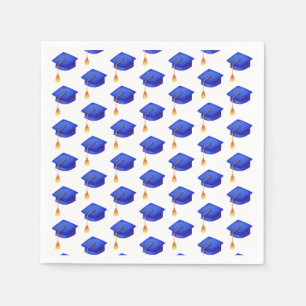 Royal Blue Cap Pattern Graduation Napkin