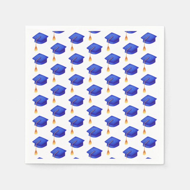 Royal Blue Cap Pattern Graduation Napkin (Front)