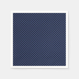 Royal Blue Carbon Fibre Style Weave Print Napkin