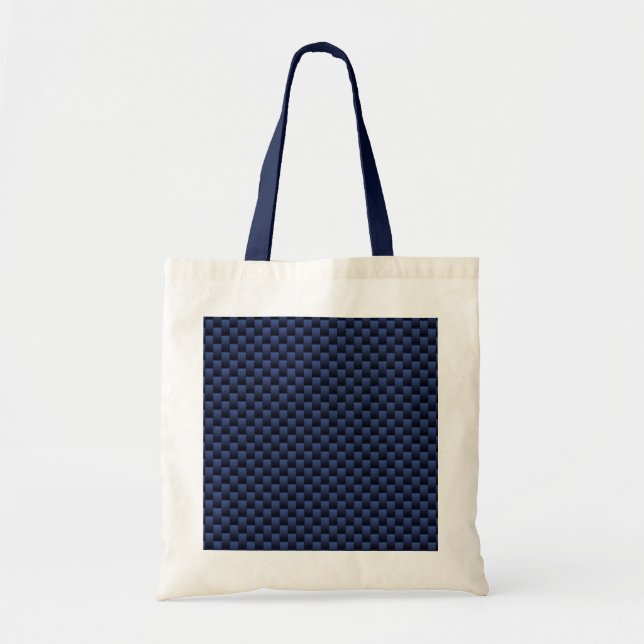 Royal Blue Carbon Fibre Style Weave Print Tote Bag (Front)