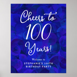 Royal Blue Cheers to 100 Years 100th Birthday Poster