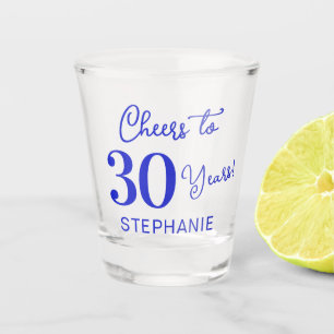 Royal Blue Cheers to 30 Years 30th Birthday Party Shot Glass