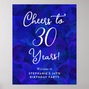 Royal Blue Cheers to 30 Years 30th Birthday Poster
