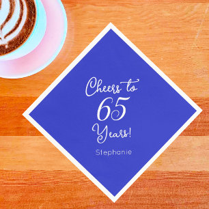 Royal Blue Cheers to 65 Years 65th Birthday Party Napkin