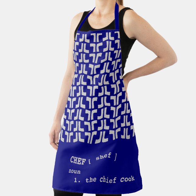 royal blue CHEF Mud Cloth Tribal Africa Pattern Apron (Insitu)