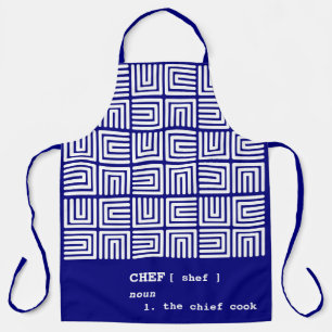 royal blue CHEF Nested Boxes Tribal Africa Pattern Apron