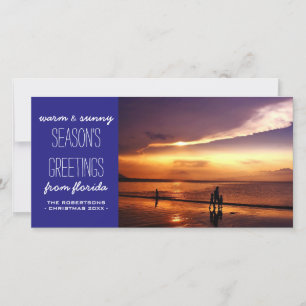 Royal Blue Christmas Greetings from the Beach Holiday Card
