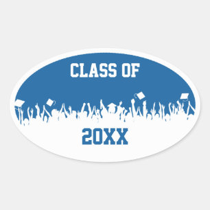 Royal blue Class of Choose Colours Change Year Oval Sticker