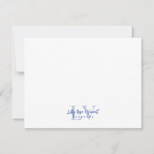 Royal Blue Classic Monogram Couple Custom Wedding Card