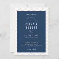 Royal Blue Classic Retro Wedding Invitation