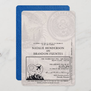 Royal Blue Colorado Passport Wedding Invitation