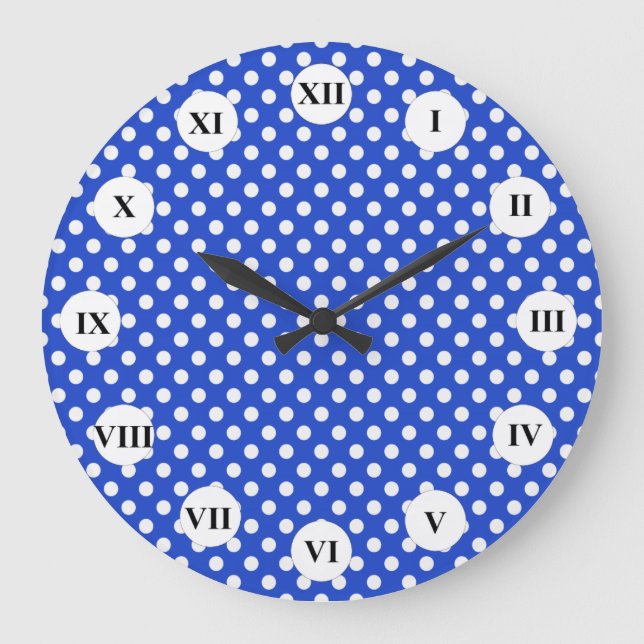 Royal Blue Combination Polka Dots by STaylor Large Clock (Front)