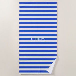Royal Blue Combination Stripes by Shirley Taylor Beach Towel