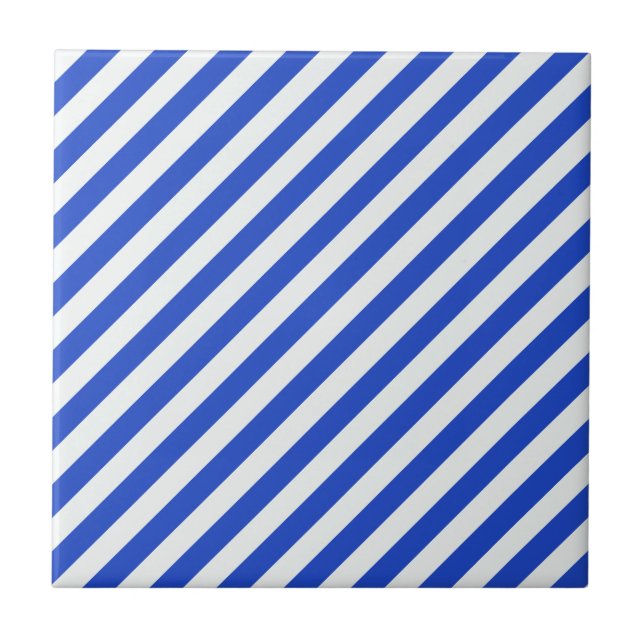 Royal Blue Combination Stripes by Shirley Taylor Ceramic Tile (Front)