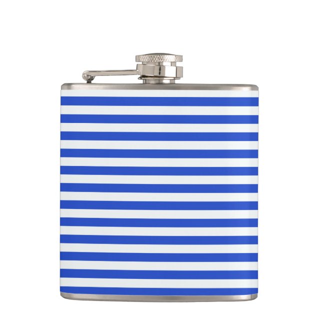 Royal Blue Combination Stripes by Shirley Taylor Hip Flask (Front)