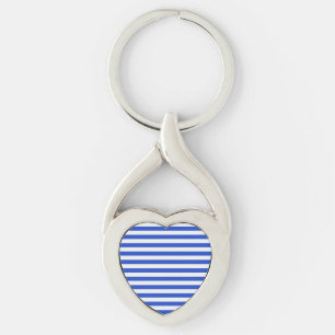 Royal Blue Combination Stripes by Shirley Taylor Key Ring