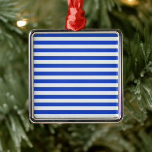 Royal Blue Combination Stripes by Shirley Taylor Metal Ornament