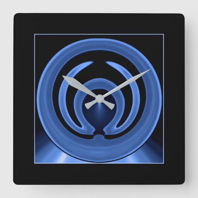 Royal Blue Contemporary Abstract Art Square Wall Clock (Front)