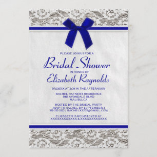Royal Blue Country Lace Bridal Shower Invitations