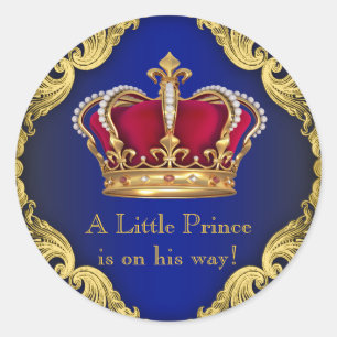 Royal Blue Crown Prince Baby Shower Sticker