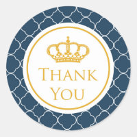 Royal Blue Crown Thank You Sticker