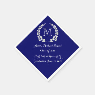 Royal Blue Custom Monogram Graduation Napkins