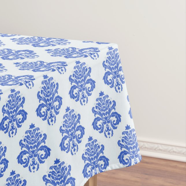 Royal Blue Damask  Tablecloth (In Situ)