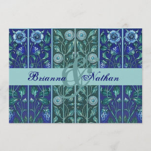 Royal Blue Damask Wedding Invitation