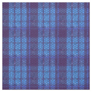 Royal blue, dark blue, black mosaic plaid fabric