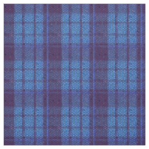 Royal blue, dark blue, black mosaic plaid fabric