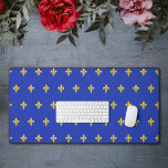Royal Blue Desk Mat with gold Fleur de Lis<br><div class="desc">A gold Fleur de Lis pattern on a royal blue Desk Mat: for an elegant and royal office decoration!</div>