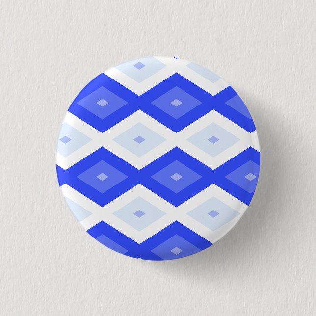 Royal blue diamond pattern 3 cm round badge (Front)
