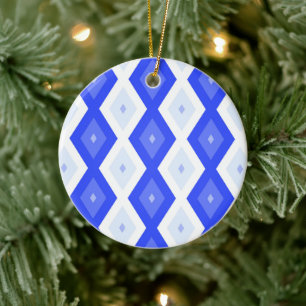Royal blue diamond pattern ceramic ornament