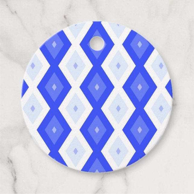 Royal blue diamond pattern favour tags (Front)