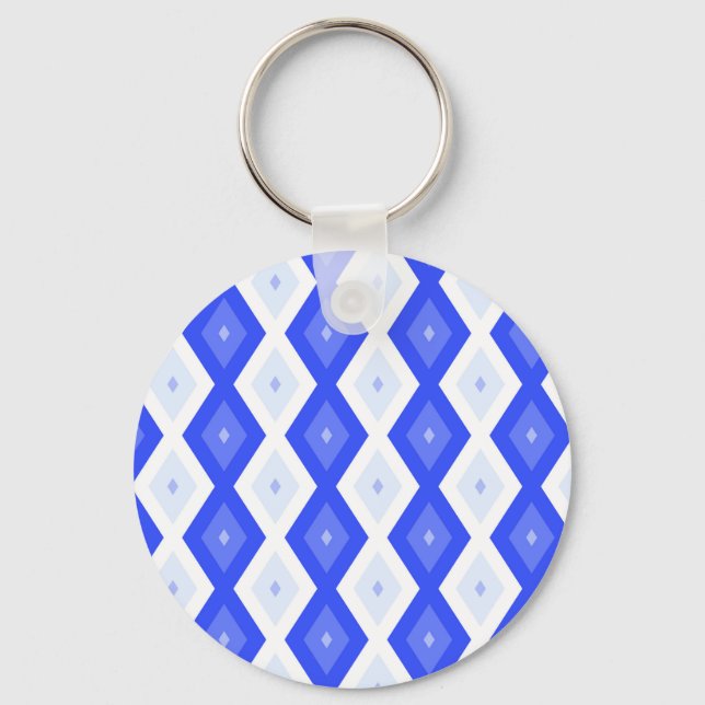 Royal blue diamond pattern key ring (Front)