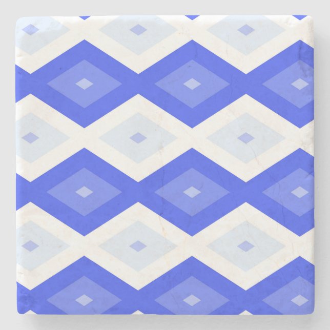 Royal blue diamond pattern stone coaster (Front)