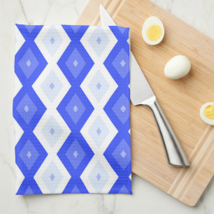 Royal blue diamond pattern tea towel