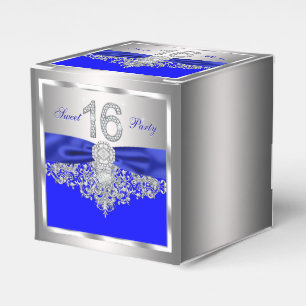 Royal Blue Diamond Sweet 16 Favour Box