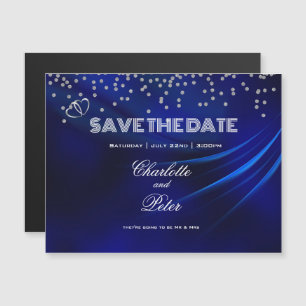 Royal Blue Diamonds Hearts SaveThe Date Magnetic