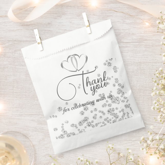 Royal Blue, Diamonds & Hearts Wedding Favour Bag (Clipped)