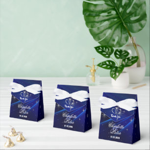 Royal Blue Diamonds/Hearts Wedding Favour Boxes