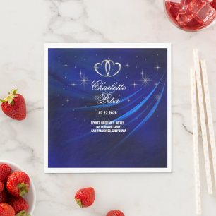 Royal Blue Diamonds/Hearts Wedding Paper Napkins