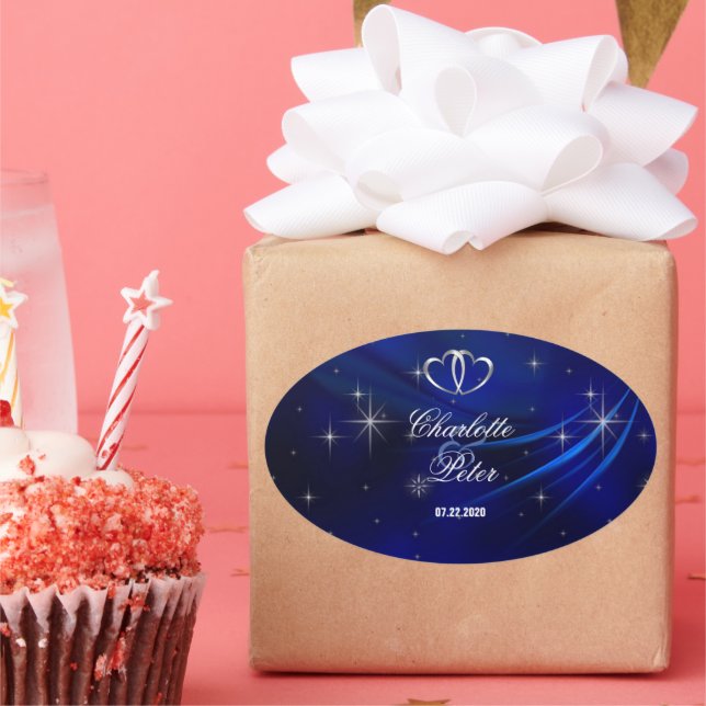 Royal Blue Diamonds/Hearts Wedding Stickers (Party)