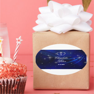 Royal Blue Diamonds/Hearts Wedding Stickers