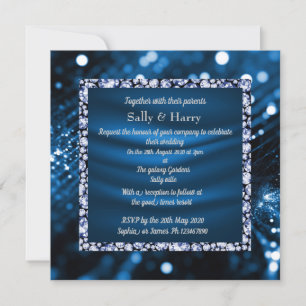Royal Blue Diamonds wedding invitation