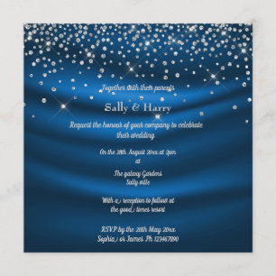Royal Blue Diamonds wedding invitation